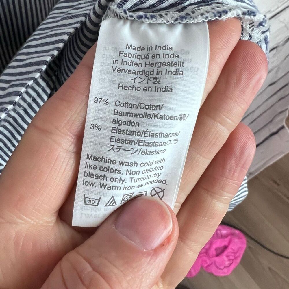 J.Crew Blue White Stripe Shirt Dress Button Front Long Sleeve Size 2 - Picture 3 of 6